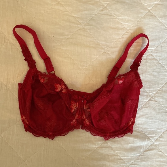 Fantasie Leona embroidered underwire balcony bra, Red, 34FF NWOT - Picture 2 of 3